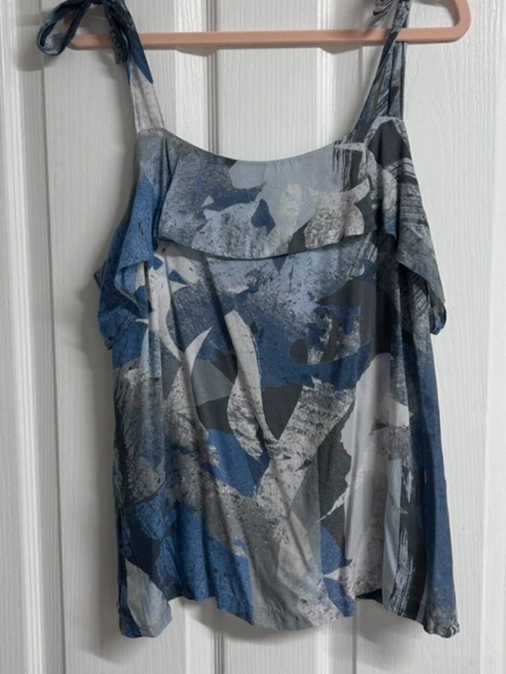 Next Blue Abstract Print Tie Strap Cami Top